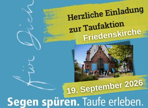 Taufaktion der Friedenskirche Kassel 2026: "Segen spüren, Taufe erleben"